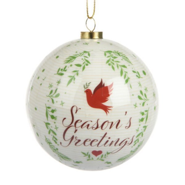 Χριστουγεννιάτικη Μπάλα με Ευχή "Season's Greetings" (8cm)